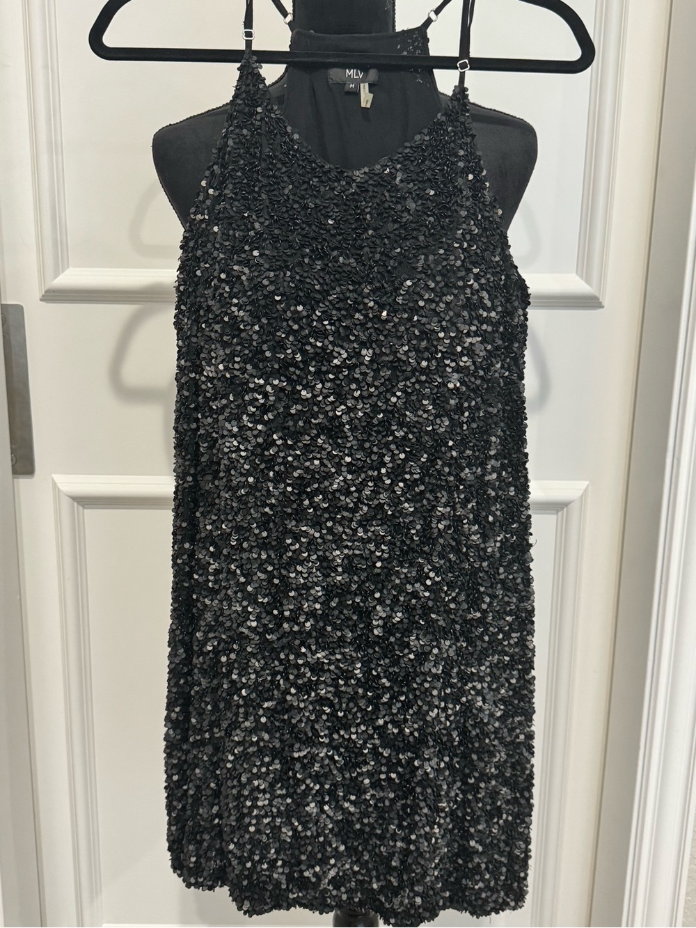 MLV Black Sequin Halter Mini Dress